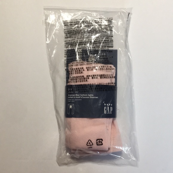 NWT GAP 2-3Y bear tights pink - Picture 3 of 3